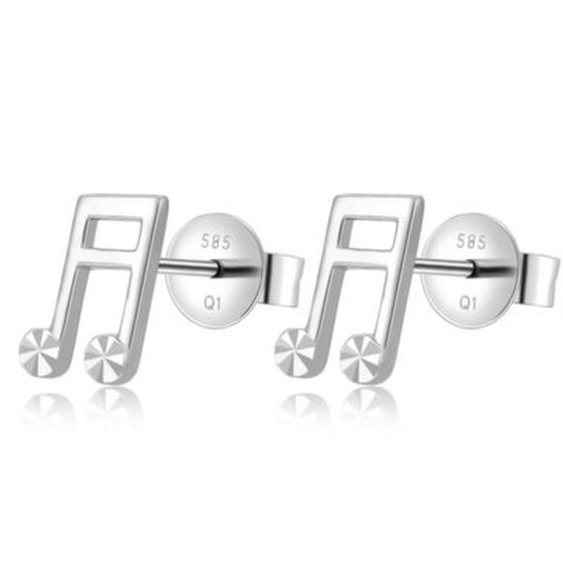 Hong Kong Design 14K / 585 white gold net gold earrings note