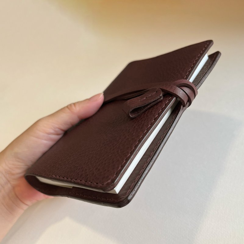 艾曼紐 A6 皮革筆記本/書衣 /手帳/植鞣革 - Expresso / 客製化 - 筆記本/手帳 - 真皮