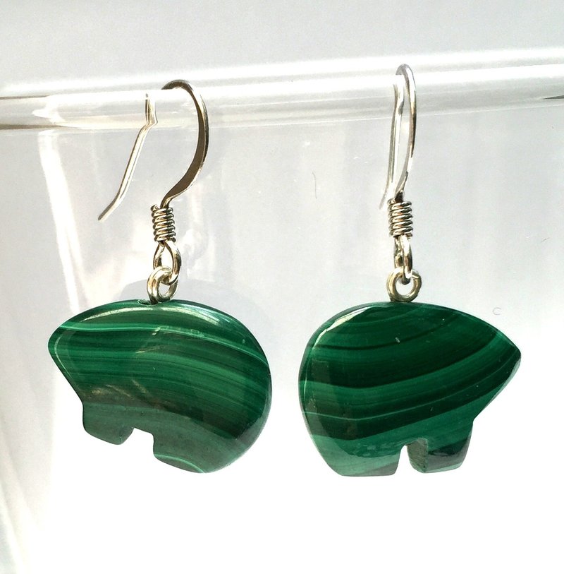 E0284 - own design and manufacture - fashion generous gift of choice - natural stones - malachite, silver 925 earrings