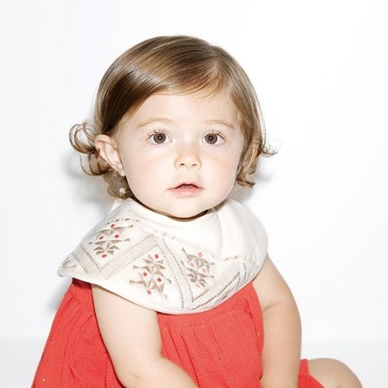 Japan MARLMARL-Japan Organic Cotton Bib (Coral Powder Mosaic)