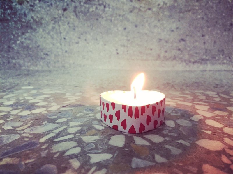 心心精油大豆蠟燭 - 香氛/精油/擴香 - 植物.花 紅色