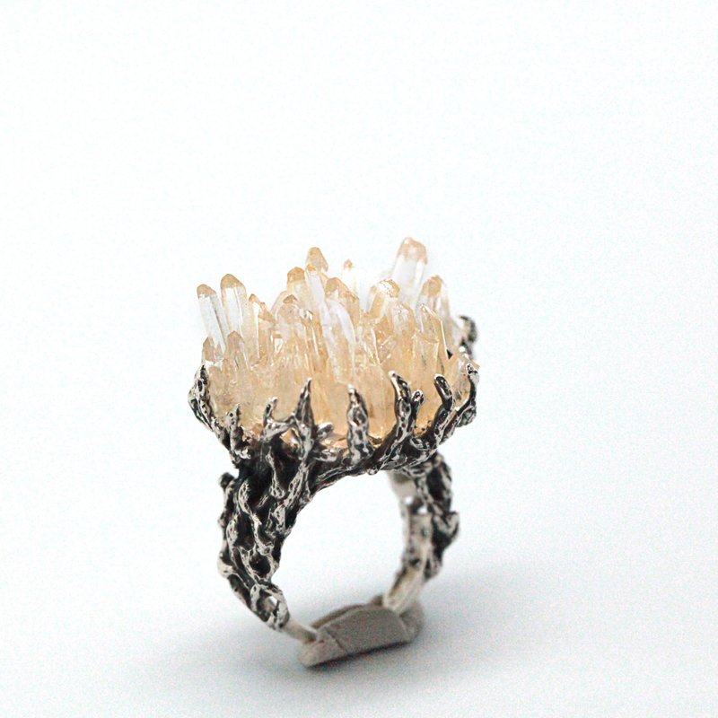 The original elegance - branches - Whitewater druse silver ring