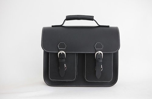 joydivision vintage retro handmade leather bag single laptop backpack bag black briefcase Cambridge