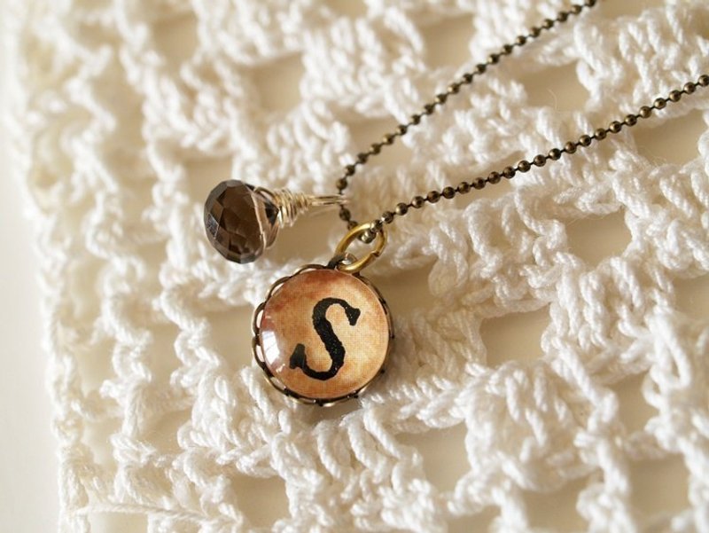 ♥情人節禮物♥ OldNew Lady-字母與寶石項鍊-S+茶晶 - 項鍊 - 寶石 咖啡色