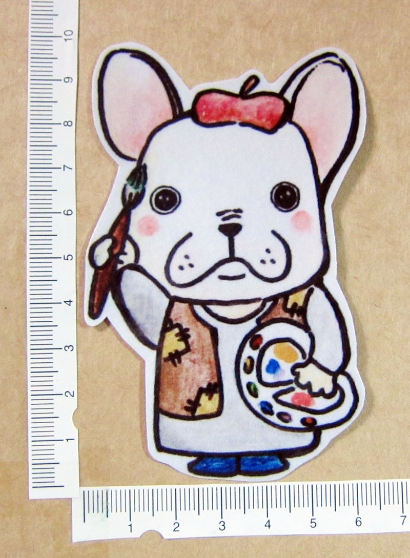 Hand painted illustrator style full waterproof stickers dog dogman French bulldog artist artist