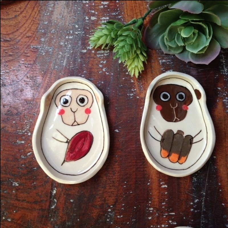 おさる皿(ミニ)2枚セット - 碟子/醬料碟/醬油碟 - 其他材質 多色