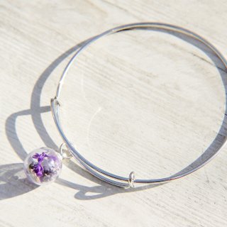 / Forest Girl / British Simple Purple Glass Ball Silver Bracelet / Bracelet-Purple Lavender Forest