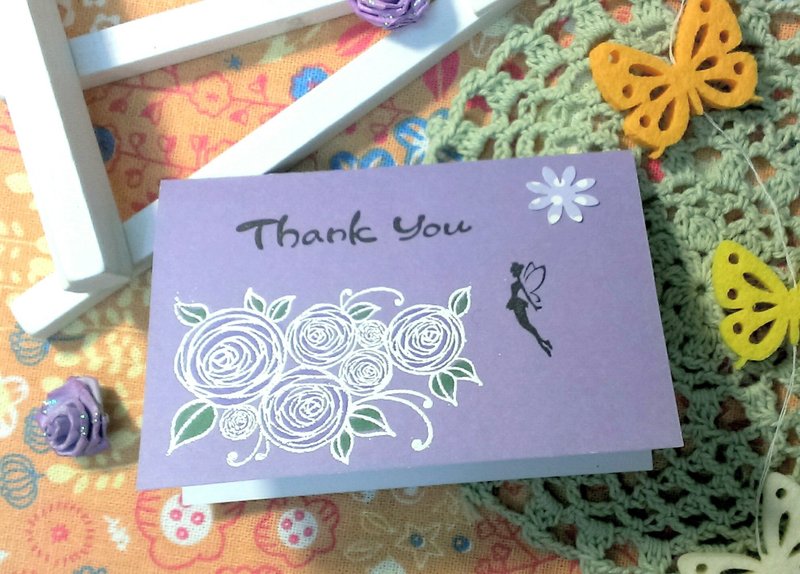 Handmade cards - rose fairy thank small card (Thank You Card / universal card / greeting card)