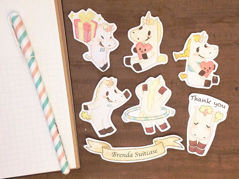Mani - illustration hand painted sense stickers -7 into account / group