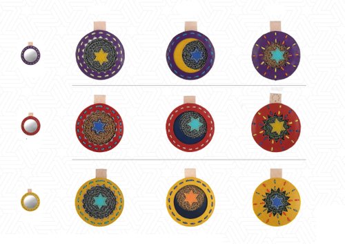 全手工星星,月亮,太阳图案皮革并合手织镜子 star图片