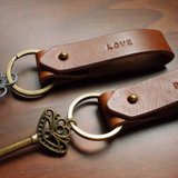 IPPI -Customizable leather love keychain (one pair )with a significant date, phrase, word, etc.