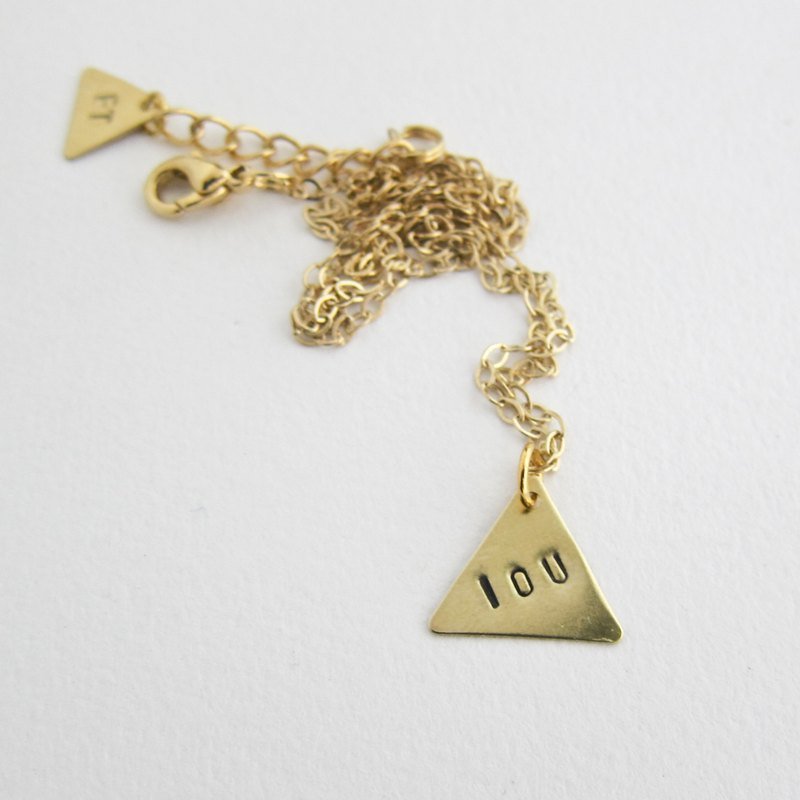 「100%客製個性化姓名項鍊」幾何三角型量身打造手工打製純銅姓名/紀念日/訊息字母項鍊 - 項鍊 - 其他金屬 金色