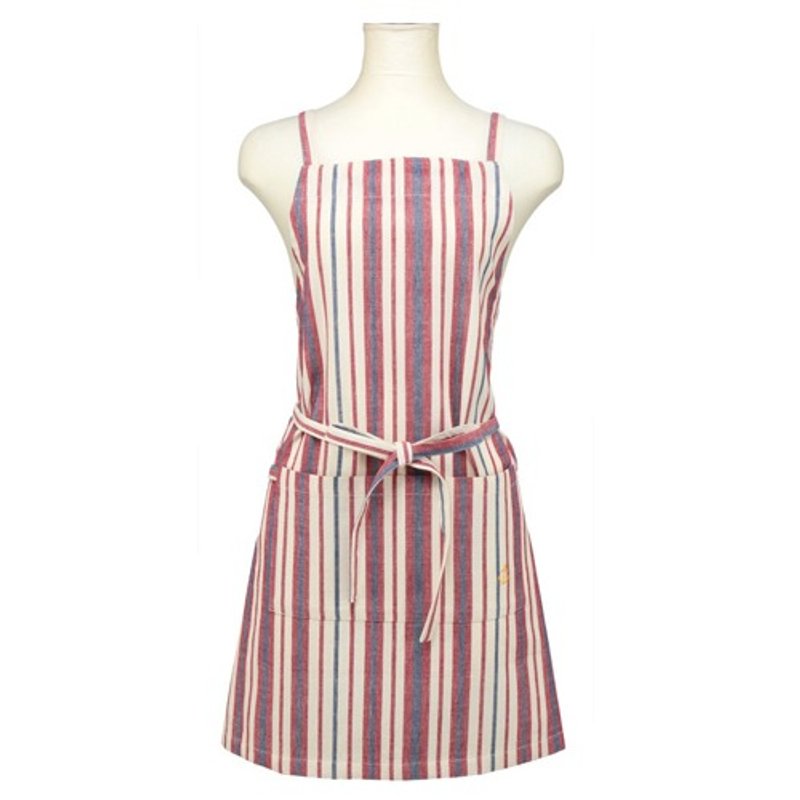 Nare berry red navy ruled conjugated straight weaving aprons