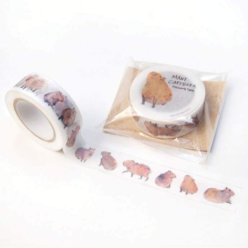 MANY CAPYBARA 水豚紙膠帶 - 紙膠帶/和紙/PET - 紙 咖啡色