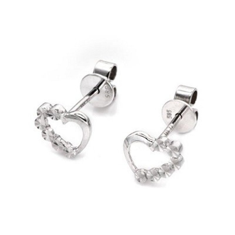 Hong Kong Design 14K / 585 white gold net gold heart-shaped earrings