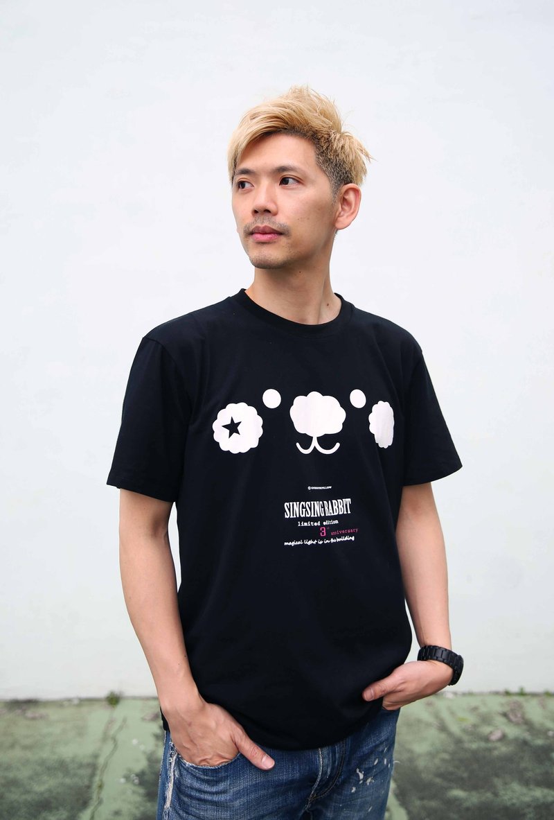 星星兔Sing Sing Rabbit3週年限量版 Black Face Tee - 帽T/大學T - 棉.麻 黑色