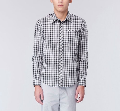 [Clearance] Gradient long-sleeved shirt (gray and black) necessary for work