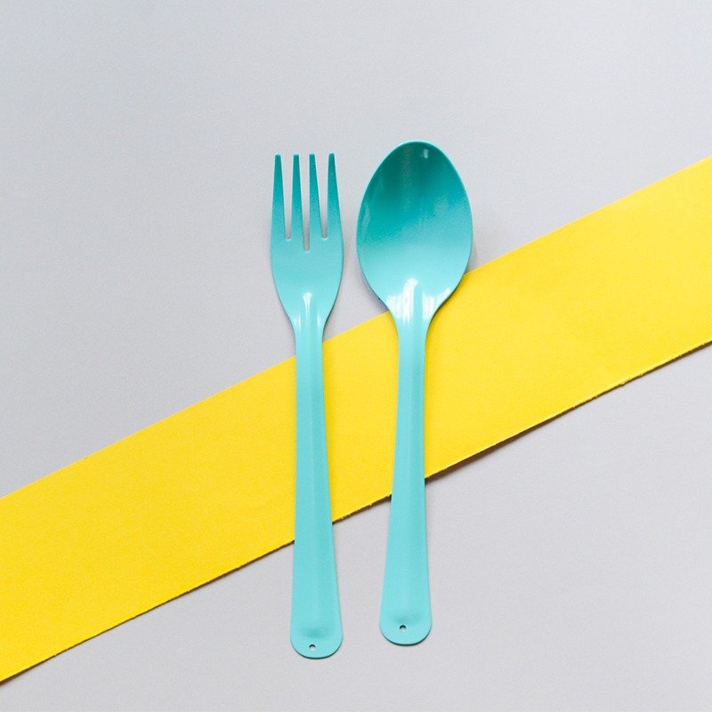 繽紛派對叉匙組-海水藍 - 便當盒/食物袋 - 琺瑯 綠色
