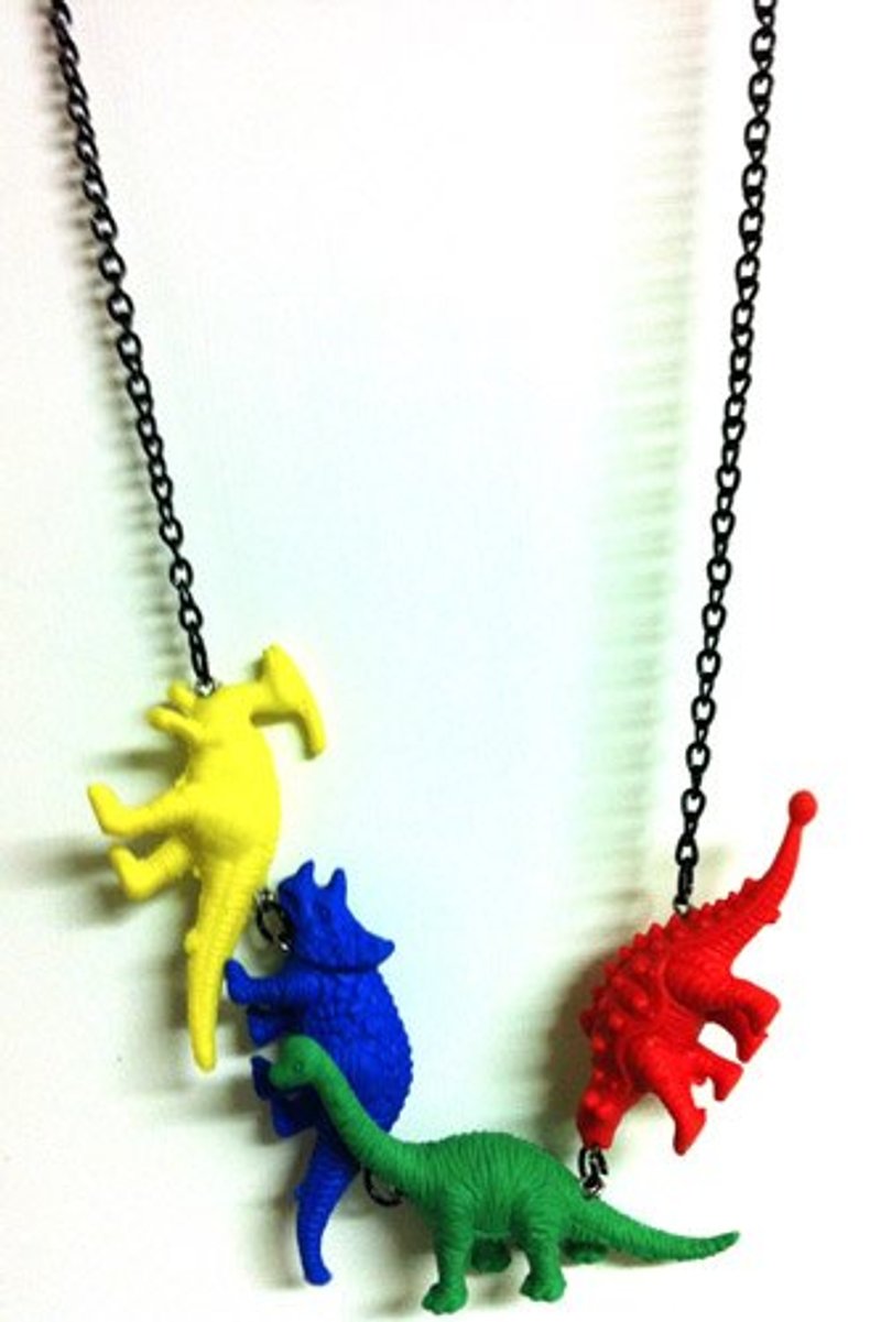 恐龍笑嗨嗨 項鍊(粗黑鍊) - 項鍊 - 塑膠 多色