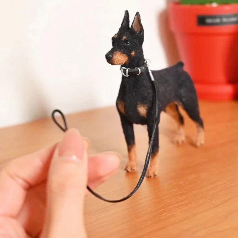 客製化逼真犬 羊毛氈 杜賓犬 寵物 娃娃 定製 手工 狗狗猫咪 134 - 貓/狗玩具 - 羊毛 多色