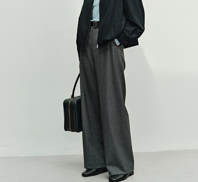 【細膩羊毛】法式簡約 顯瘦直筒闊腿褲 - 女長褲 - 羊毛 多色