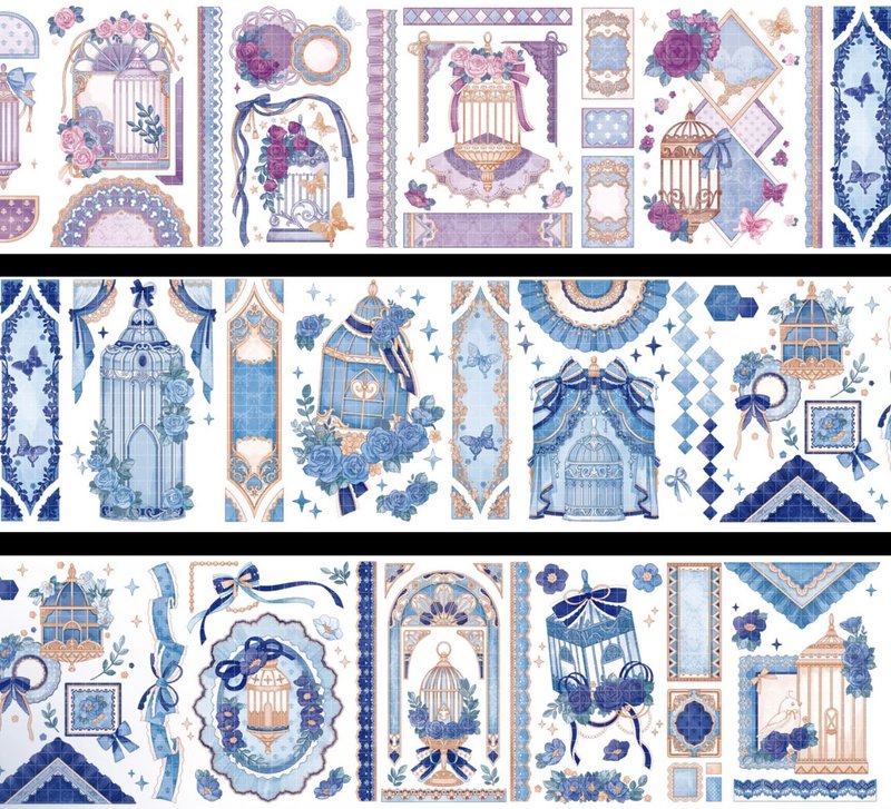 鳥籠世界 鳥篭 PET 和紙膠帶 虹光 10米卷 台灣製 巨畫幅 - 紙膠帶/和紙/PET - 其他材質 多色