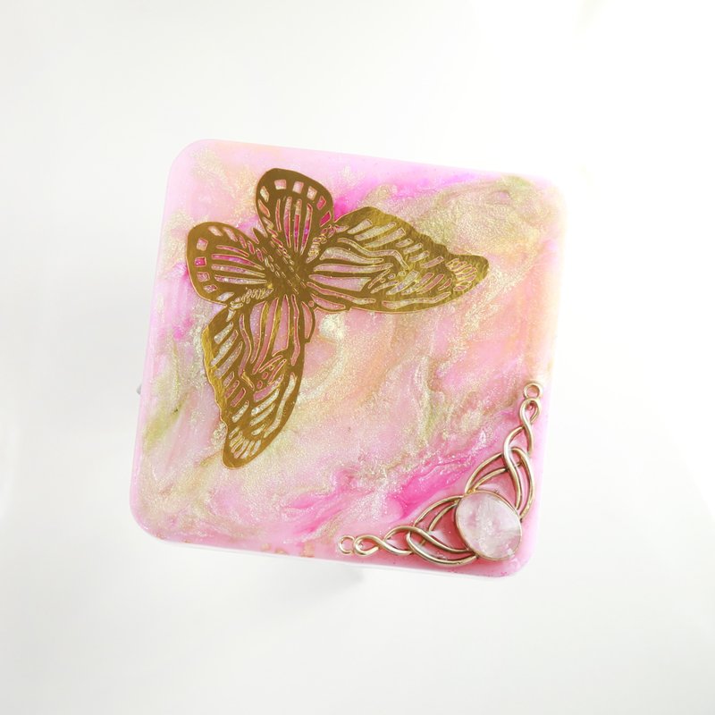 方形奧根能量盤 ~ 粉晶蝴蝶 - 擺飾/家飾品 - 水晶 粉紅色