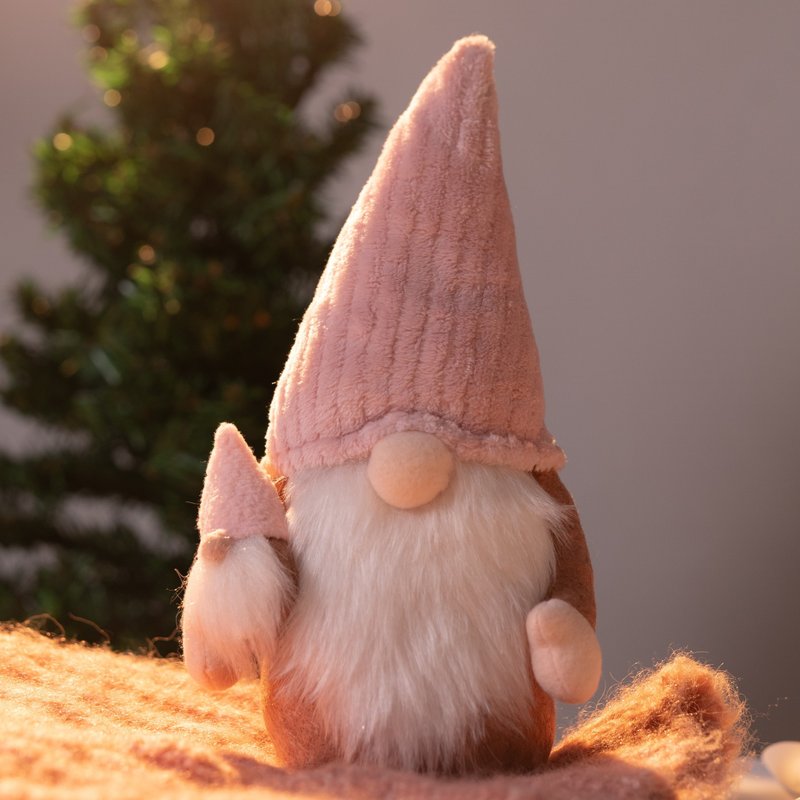 Pink & Mini Pink Gnome地精Decor|聖誕節|擺飾|禮物|24小時出貨 - 擺飾/家飾品 - 棉.麻 粉紅色
