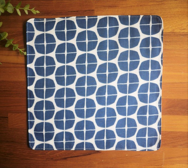 日本二重紗手帕=四分之一=海軍藍 - 手帕 - 棉.麻 藍色