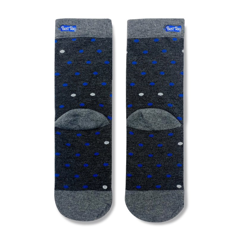 小圓點圖案襪 灰/深藍 - 襪子 - 棉.麻 灰色