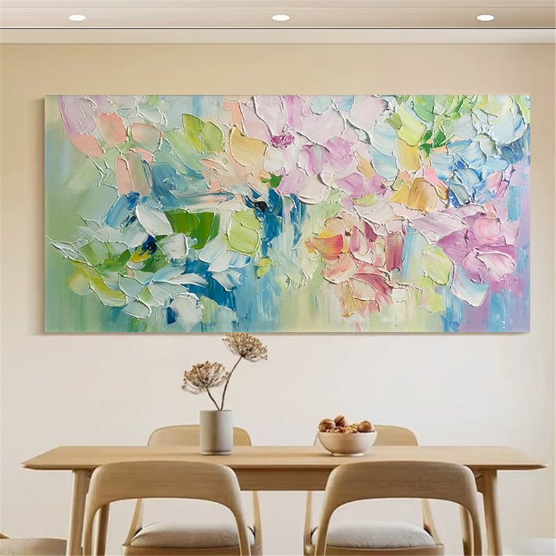 花語  油畫/抽象/原創商品/裝飾畫/掛畫客廳餐廳手繪肌理質感畫 - 海報/掛畫/掛布 - 亞麻