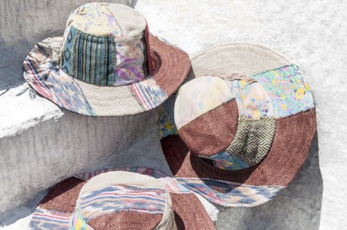 South wind stitching cotton hand-woven Linen hat knit cap hat sun hat straw hat - watercolor meadow forest