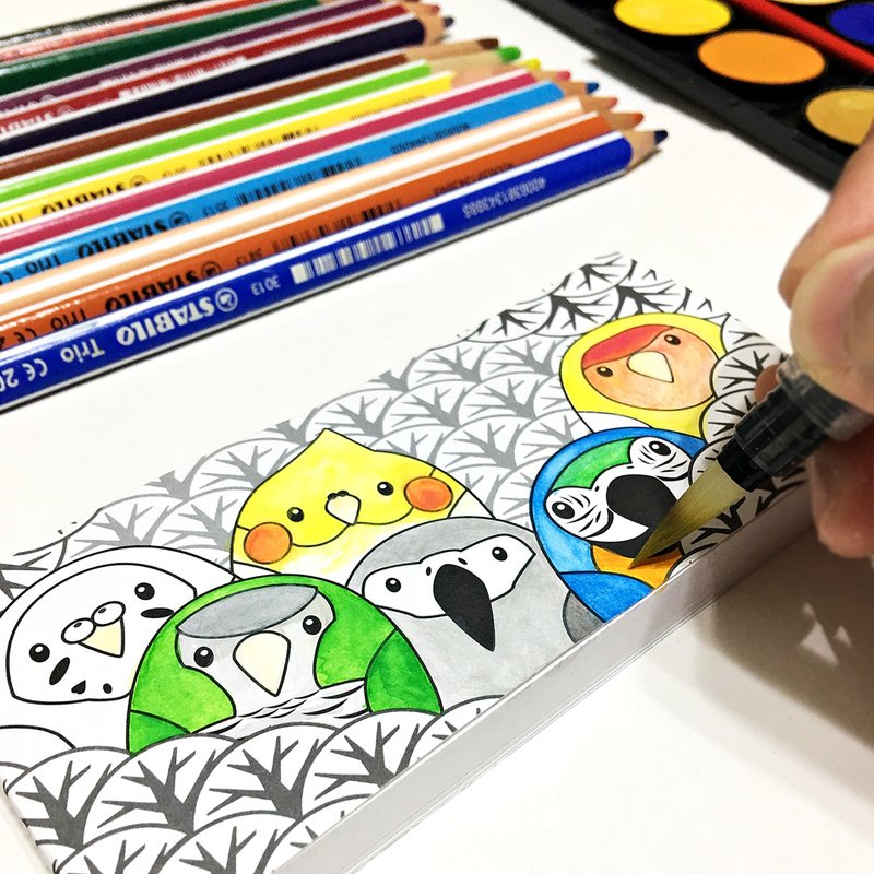 有趣日常 ∣ 鸚鵡 ‧ 塗鴉紙卡本 (空白 ) - 便條紙/便利貼 - 紙 白色