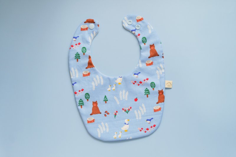 森林動物 寶寶圍兜兜 方兜 口水巾 - 圍兜/口水巾 - 棉.麻 藍色