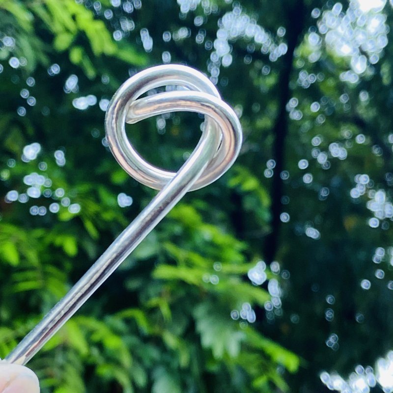 純銀 打結 同心結 髮簪 S337 - 髮夾/髮圈 - 純銀 銀色