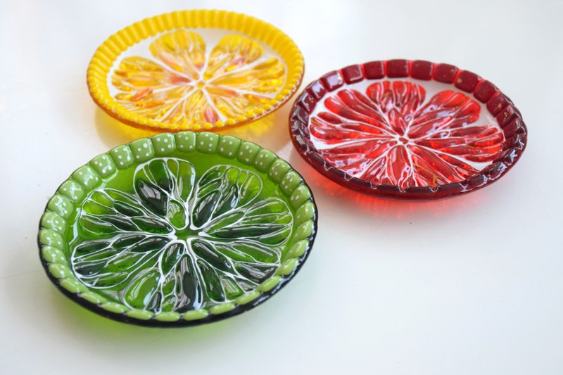 Small decorative fused glass plates for sweets Dessert handmade