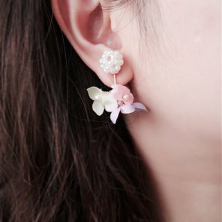 Hand-beaded Jewelry with Floral Earrings/Ear-clips