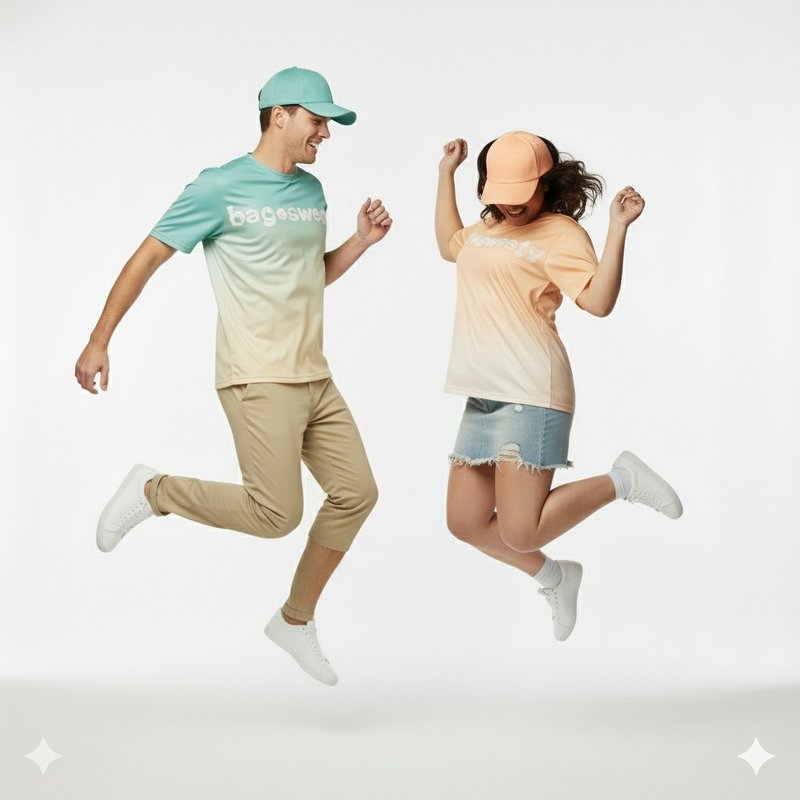 漸層輕時尚圓領運動T-Shirt - 運動上衣/排汗衫 - 其他人造纖維