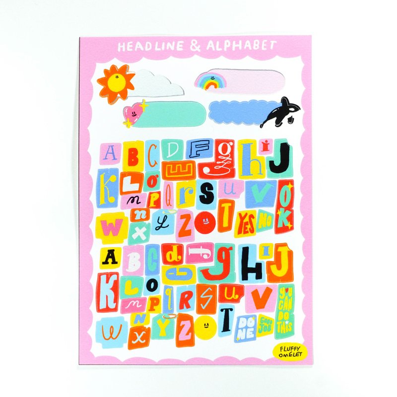 FLUFFY SUMMER ALPHABET STICKER PAD - 貼紙 - 紙 白色