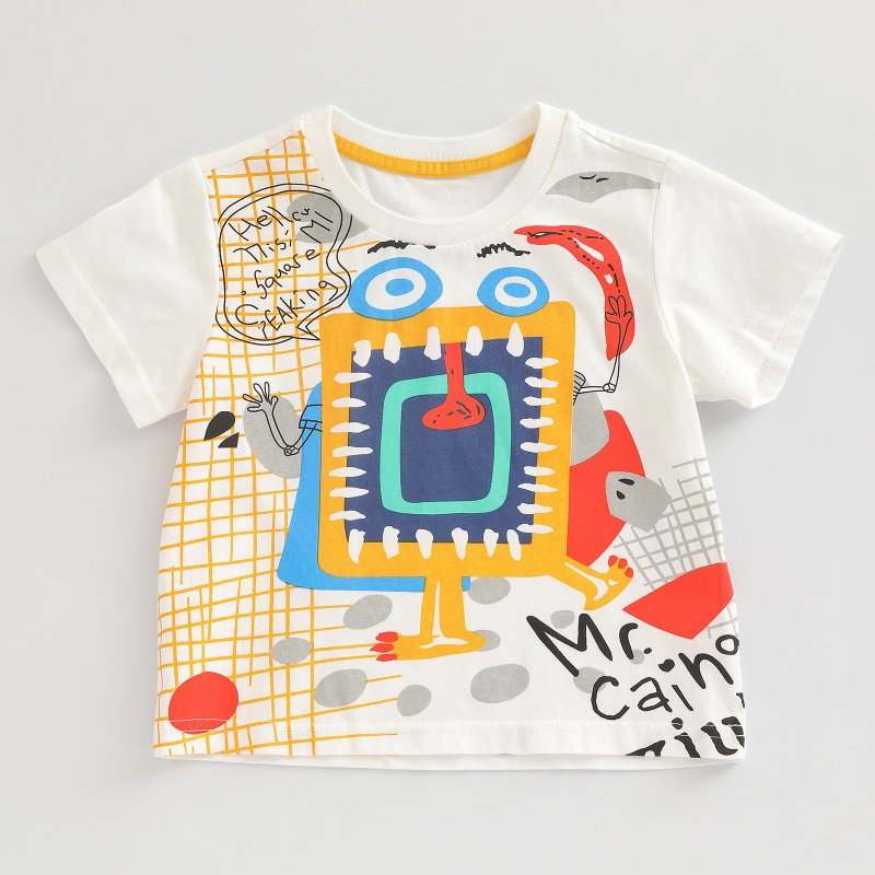 BIR 藝術風文藝棉T - 男/女童裝 - 棉.麻 白色