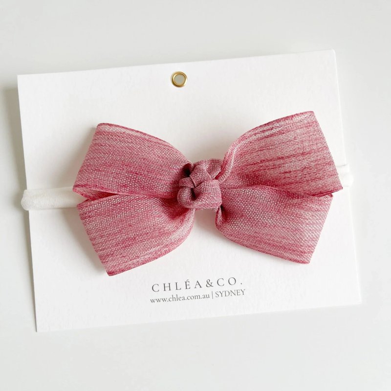 澳洲手工髮飾 Chléa & Co.-佛羅倫斯野莓色嬰兒寶寶髮帶 新生兒 - 嬰兒帽子/髮帶 - 棉.麻 紅色