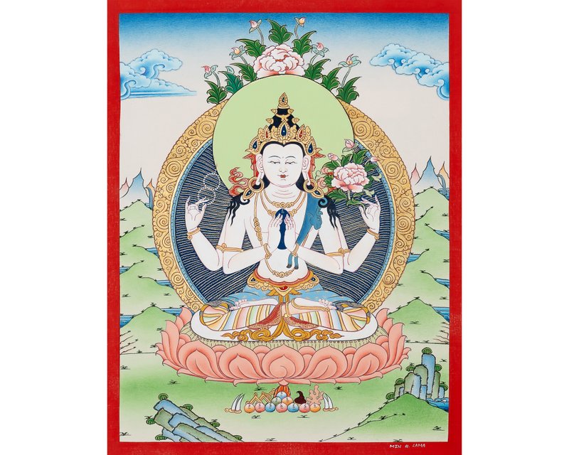 觀音唐卡 – 無限慈悲的宏偉呈現 - 壁貼/牆壁裝飾 - 其他材質 多色