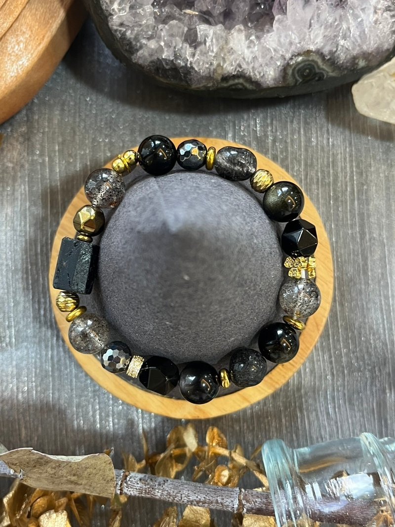 客製化水晶礦石手鍊  靜夜之光  守護與重生水晶手鍊 - 手鍊/手環 - 水晶