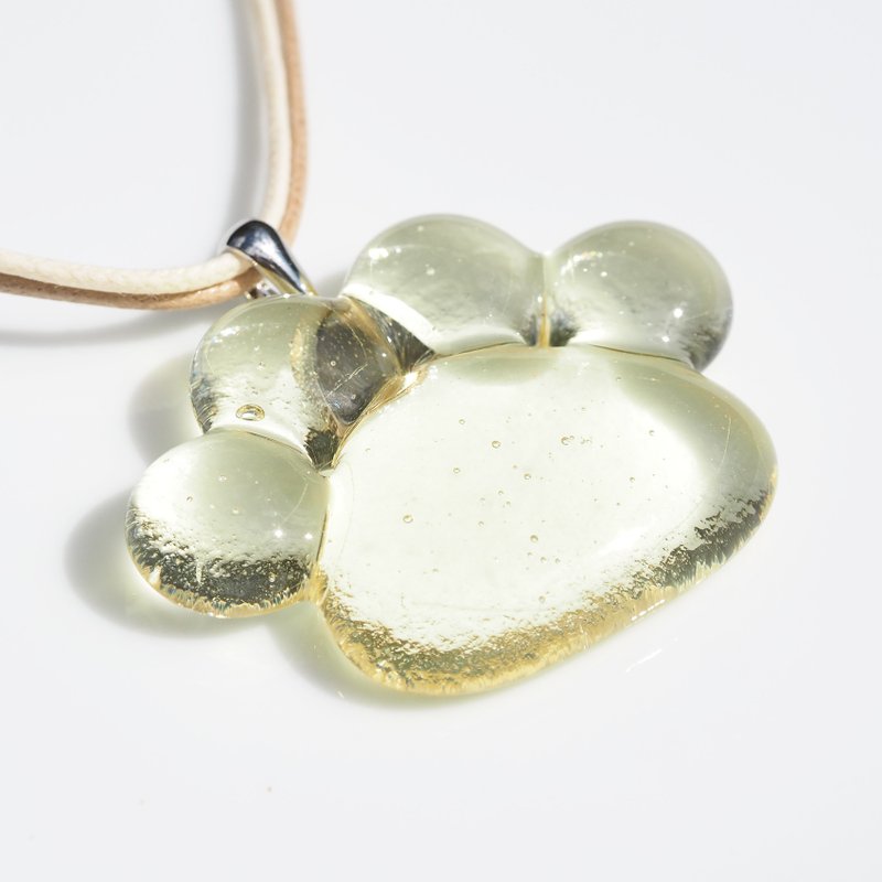 犬猫肉球ガラス(にくきゅう【イエロー】)ネックレス 【受注制作】 - 項鍊 - 玻璃 黃色