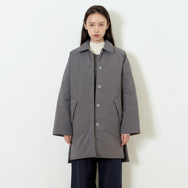 3M新雪麗高效暖絨 中性寬版棉大衣 棉服 2色 O210621 - 女大衣/外套 - 棉.麻 銀色