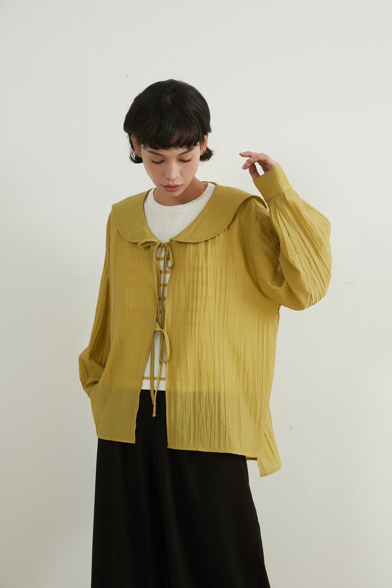 Sailor Collar Ribbon Tie Long Sleeve Cardigan Thin Haori Cooling