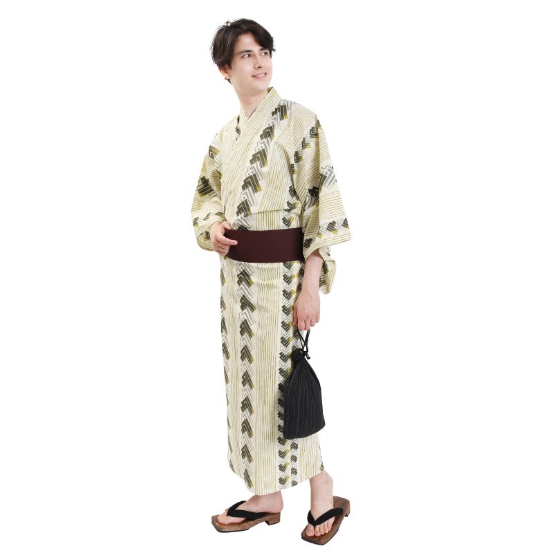 日本 和服 男士 綿 浴衣 腰封 2 件 套組  S M L Z32-08C - 其他 - 棉.麻 藍色
