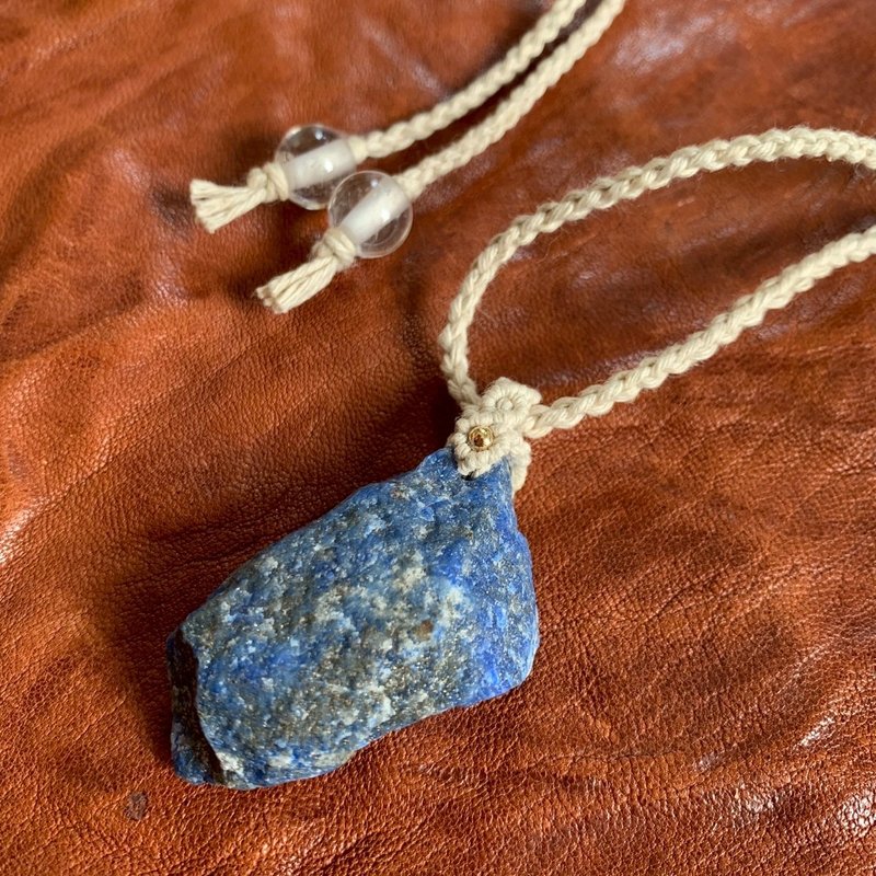 -原石- ラピスラズリヘンプマクラメネックレス - 項鍊 - 寶石 藍色