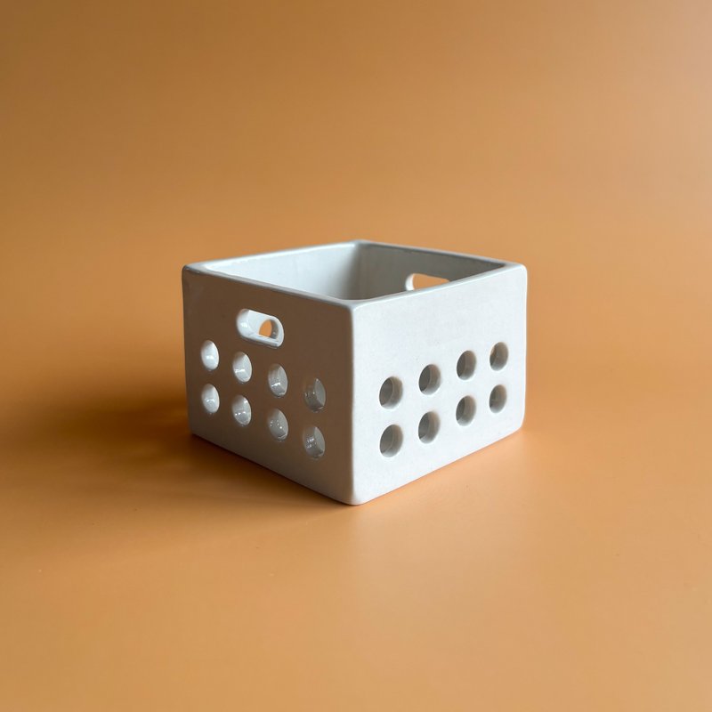 陶瓷白色板條箱 - 花瓶/花器 - 陶 白色