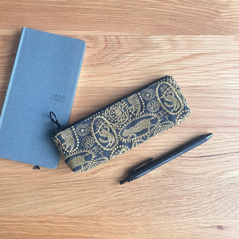 mina perhonen   jungle relief   ペンケース スリムタイプ - 鉛筆盒/筆袋 - 棉.麻 咖啡色